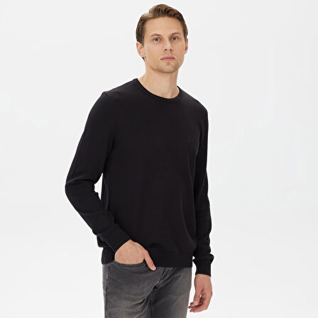 Nautica Erkek Siyah Standart Fit Kazak