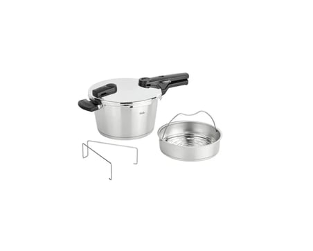 Muhteşem 4Lü Fissler 6Lt Glossy Düdüklü Tencere+Buharda Pişirme Aparatı+Fissler Cenit Pan 2'Li Tava Seti - 24-28 Cm+Neoflam Midas Bej 6 Parça