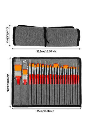 25 Parça Yağlı Akrilik ve Goaj Boya Fırçası Takımı Naylon Fırça Seti cin681