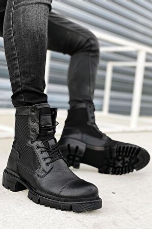 Big King Siyah Hakiki Deri Erkek Postal Bot