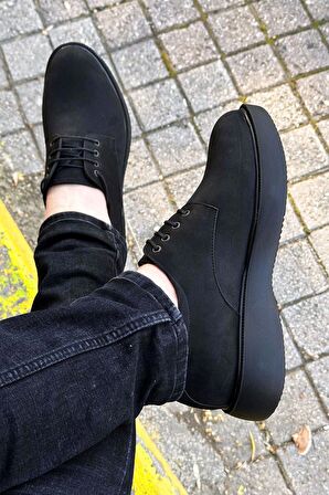 Big King Siyah Süet Kalın Taban Erkek Klasik Ayakkabı