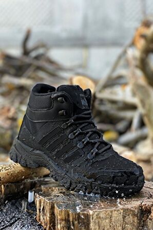 Big King Siyah Çizgili Kauçuk Unisex Trekking Bot