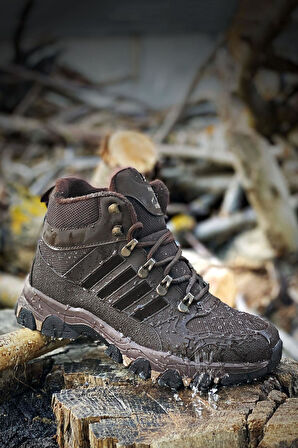 Big King Kahve Çizgili Kauçuk Unisex Trekking Bot