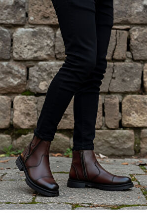 Big King İçi Kürklü Fermuarlı Chelsea Hakiki Deri Erkek Bot