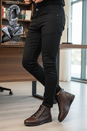 Big King Fermuarlı İçi Kürklü Hakiki Deri Erkek Bot