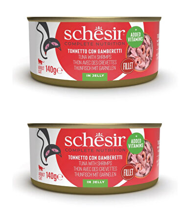 Schesir Ton ve Karidesli Tam ve Dengeli Kedi Konserve Jöleli 140 Gr. X 2 Adet