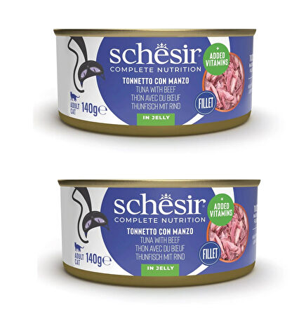 Schesir Ton ve Sığır  Tam ve Dengeli Kedi Konserve Jöleli 140 Gr. X 2 Adet