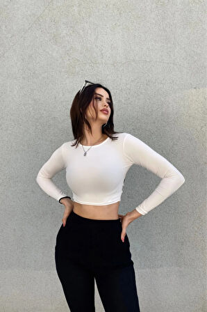 Sırt Halka Detay Crop Bluz