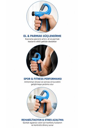 El Bilek Güçlendirici 5-60 Kg Ayarlı Sayaçlı Egzersiz Yayı Fitness Grip Güç Arttırıcı