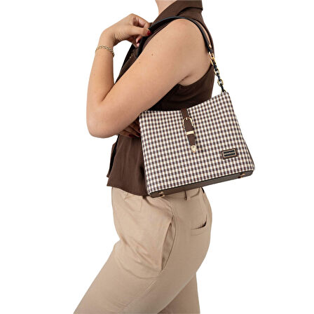 Silver Polo  Kadın Omuz Çantası 974-47811 SILVER POLO Kadın ÇANTASI M191 KAHVE SARI-MAT KAHVE