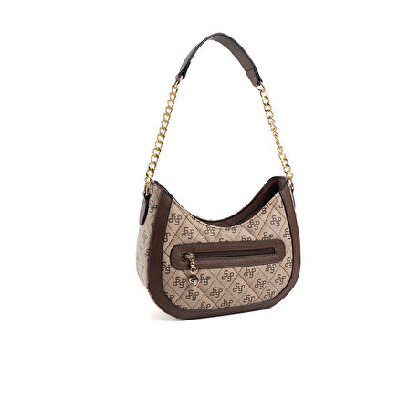 Silver Polo  Kadın Omuz Çantası 1168-47815 SILVER POLO BAYAN ÇANTASI M178 KOYU BEJ-MAT KAHVE