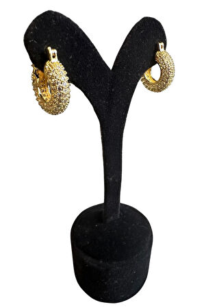 Uretti - İREM 3914 Zirkon Taşlı Su Yolu Model Minimal Çelik Halka Küpe