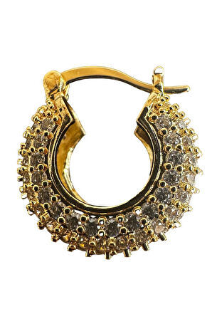 Uretti - İREM 3914 Zirkon Taşlı Su Yolu Model Minimal Çelik Halka Küpe