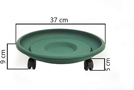 Omnipazar SO-TT03 Tekerlekli Saksı Tabağı No 3 Yeşil 3 Adet