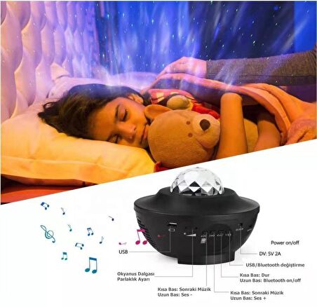 Zenon Smart Starry Projektör Light-Blth+Müzik+7Farklı Ambians