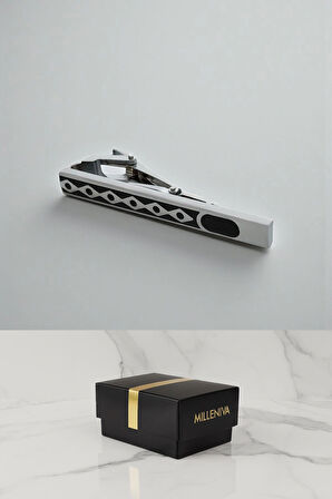 Kuşgözü Desen Siyah Kravat İğnesi