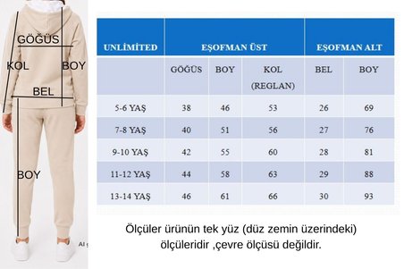 Kız Çocuk Scuba Unlimited Çİft Şeritli Kapüşonlu Reglan Kol Dalgıç Kumaş Eşofman Takımı ESF7023