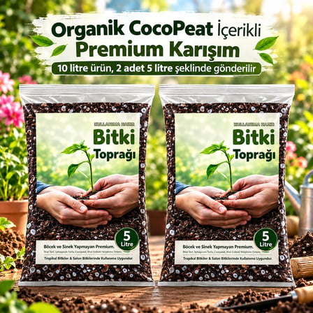 10 Litre Kullanıma Hazır Bitki Toprağı - Salon Bitkileri Ve Tropikal Bitkiler Için Premium Kaliteli