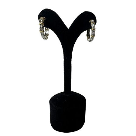 Uretti - Melik 9215 4062 Zirkon Taşlı Gold Detaylı Çelik Halka Küpe