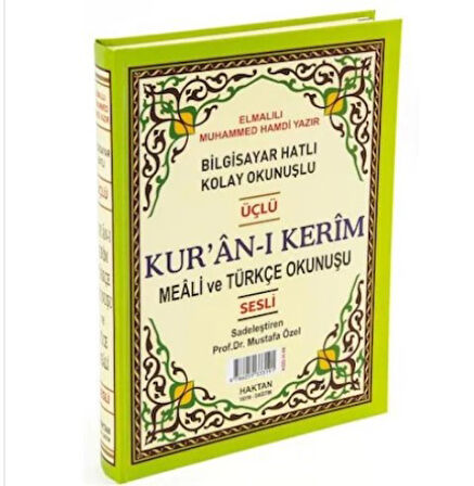 Orta Boy Kuran'ı Kerim Meali ve Türkçe Okunuşu Üçlü Yeşil H-58
