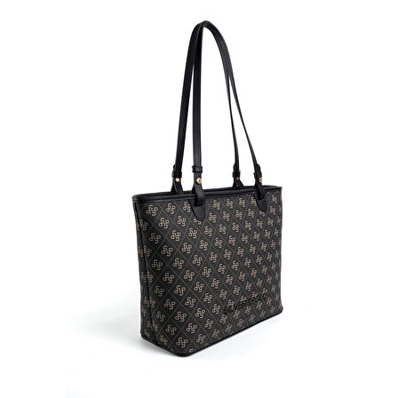 Silver Polo  Kadın Omuz Çantası 1204-47832 SILVER POLO BAYAN ÇANTASI M178 FÜME-MAT SİYAH