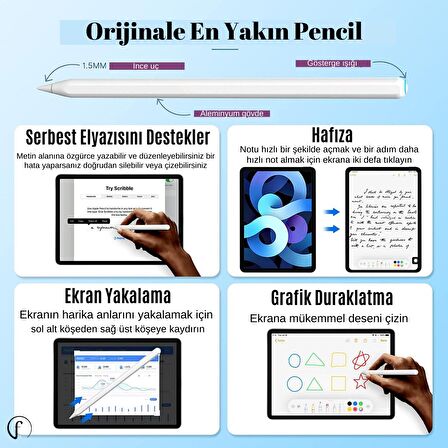 Apple iPad 12,9 İnç 6 Nesil Kablosuz Şarj Olabilen Eğime Duyarlı Avuç İçi Reddetme Özellikli (2. Nesil) Kalem 