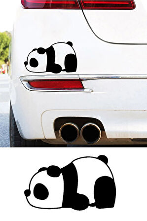 Sevimli Yorgun Panda Araba Sticker 20 Cm
