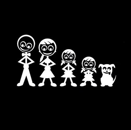 Aile Sticker Arka Cam Baba Anne 2 Kız Çocuk Sticker Yapıştırma