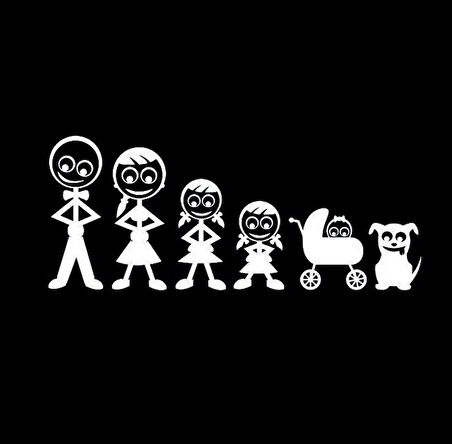 Aile Sticker Arka Cam Baba Anne 2 Kız Çocuk ve bebek Yapıştırma