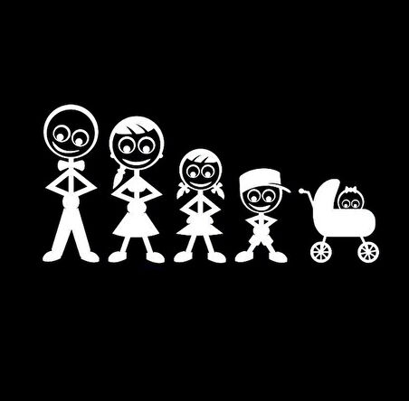 Aile Sticker Arka Cam Baba Anne Kız Erkek Çocuk ve bebek Yapıştırma