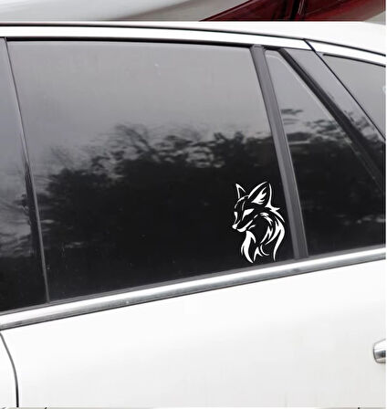 Araba Tilki Sticker yapıştırma 18Cm Beyaz Renk