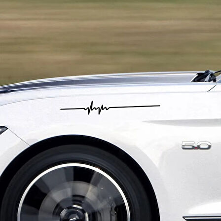 Kalp Nabız Sticker Araba 30 CM Sİyah Renk 2 Adet