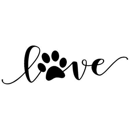 Love Köpek Ayak izi Sticker Yapıştırma Etiket 22CM Siyah Renk