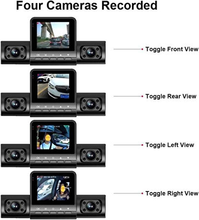 4 Kanallı Full HD Araç İçi Kamera Sistemi (Ön+Sol+Sağ+Arka) - 360° Güvenlik ve Kesintisiz Kayıt