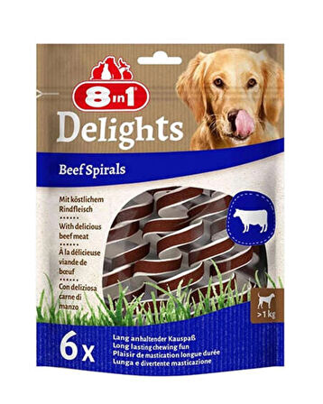  8in1 Smart Delights Beef Spirals Biftekli Burgu Köpek Ödülü 