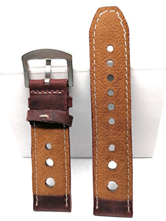 Tissot  &   Fossil  Uyumlu   Crayz   Hakiki   Deri   22  mm  bordo