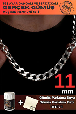 Erkek Gümüş Kolye - 11m Gurmet Model 925 Ayar Gümüş Erkek Kolye Zincir 2472532776430