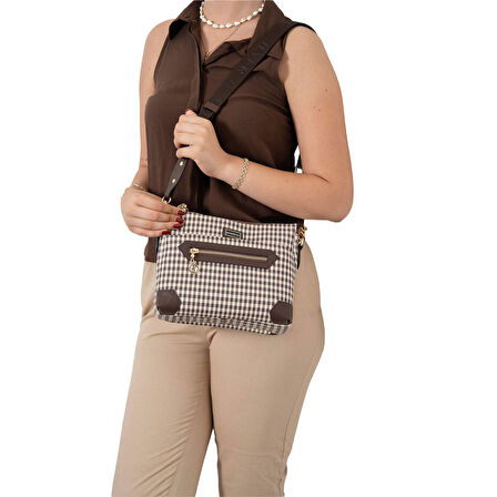 Silver Polo  Kadın Çapraz Çanta 1110-47863 SILVER POLO ÇAPRAZ BAYAN ÇANTASI M191 KAHVE SARI-MAT KAHVE