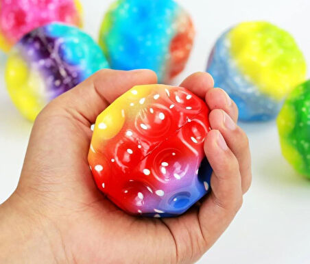 Yükseğe Zıplayan Top Moon Ball Ay Topu Rengarenk 7 cm - 1 Adet