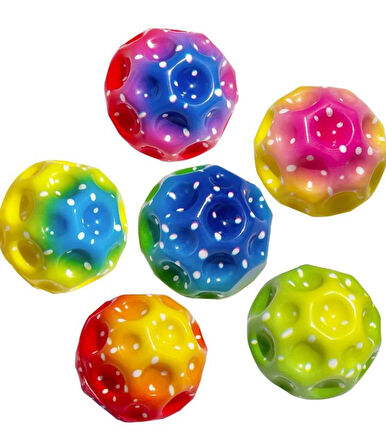 Yükseğe Zıplayan Top Moon Ball Ay Topu Rengarenk 7 cm - 1 Adet