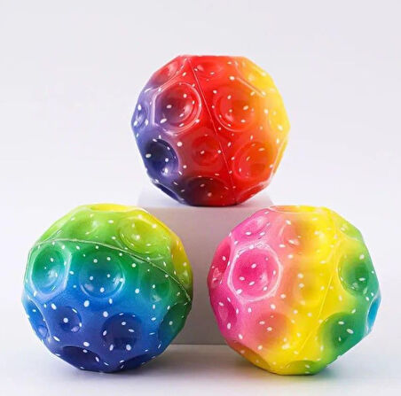 Yükseğe Zıplayan Top Moon Ball Ay Topu Rengarenk 7 cm - 1 Adet
