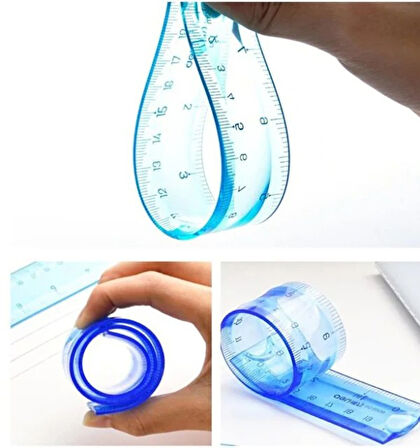 Mavi Esnek Plastik Cetvel Flexy Cetvel Kırılmayan Cetvel 30 Cm - 1 Adet