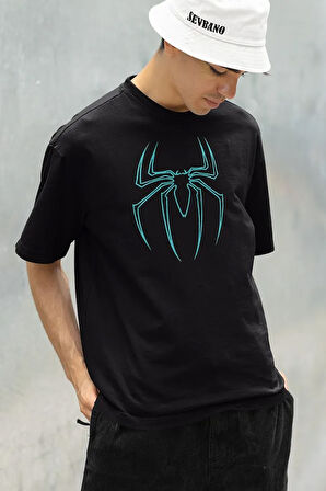Spider-Man Logo Baskılı Unisex Oversize Tişört