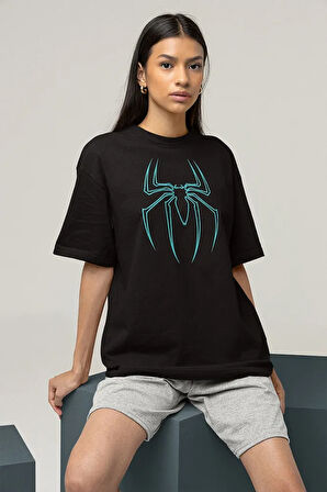 Spider-Man Logo Baskılı Unisex Oversize Tişört