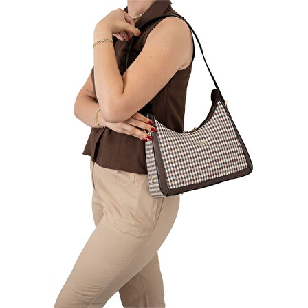 Silver Polo  Kadın Omuz Çantası 1187-47870 SILVER POLO BAYAN ÇANTASI M191 KAHVE SARI-MAT KAHVE
