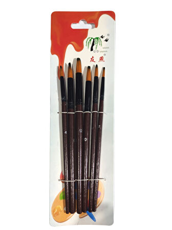 Sulu Boya Fırça Seti 6'lı Resim Fırçası Akrilik Boya Yuvarlak Sivri Uçlu Fırça