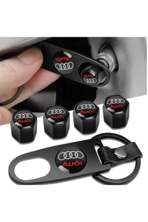 Audi Logolu Tt Uyumlu Metal Sibop Kapağı Anahtarlık Set