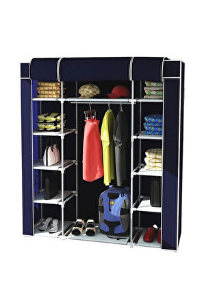  Bez Dolap Çift Yandan Raf Metal Profil Iskelet - Lacivert