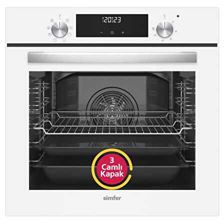 Simfer 9 Fonksiyon QS Dijital Beyaz Ankastre Set (8209 Fırın + 3507 Ocak + 8704 Davlumbaz)