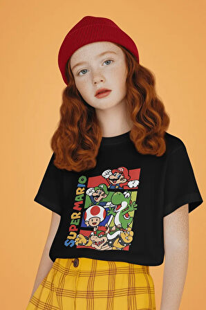 Tasarım Süper Mario Baskılı Unisex Oyun Çocuk Tişört (1-12 Yaş)